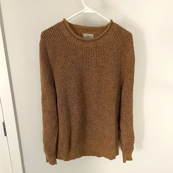 Men's L.L.Bean Organic Cotton Waffle Sweater, Rollneck Crew - Large - Picture 1 of 8